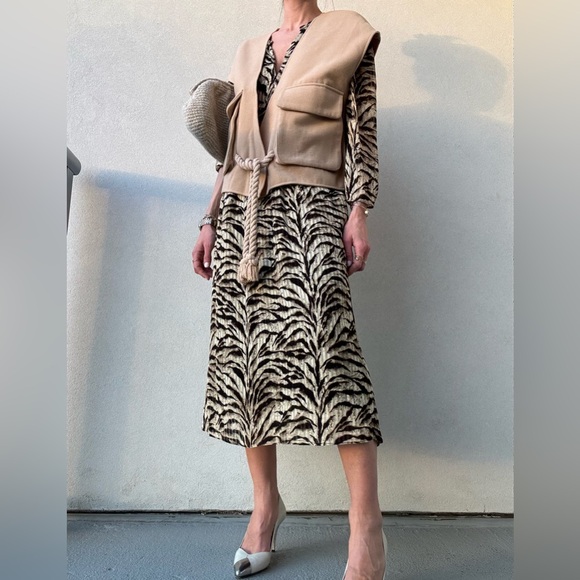 BA&SH Imany Zebra print long sleeve maxi dress - Picture 1 of 8